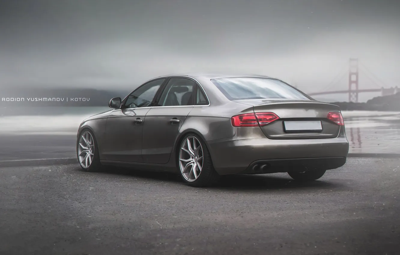 Photo wallpaper water, bridge, the ocean, Audi, Photoshop, cloudy sky