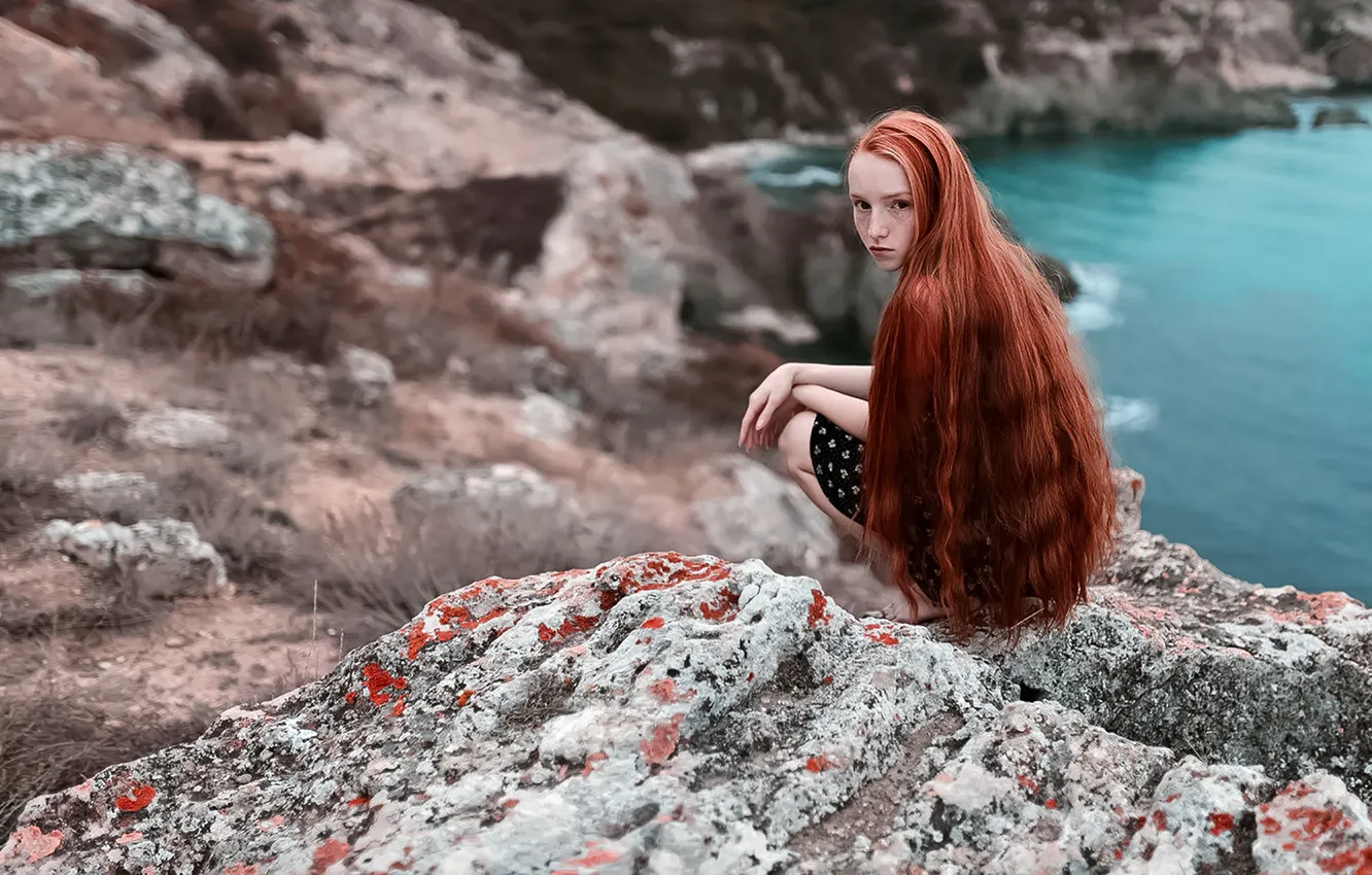 Photo wallpaper look, girl, face, lips, the beauty, redhead