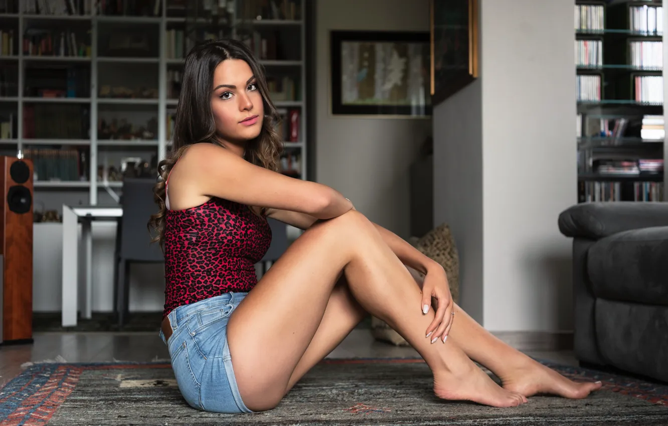 Photo wallpaper girl, sexy, model, shorts, legs, beauty, Noemi
