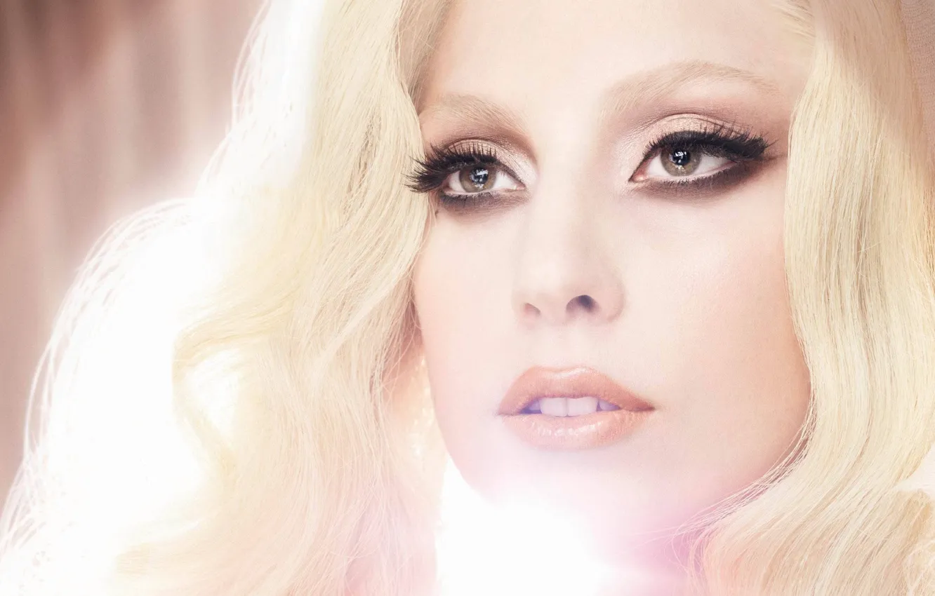 Photo wallpaper girl, light, face, makeup, blonde, lips, singer, Lady Gaga