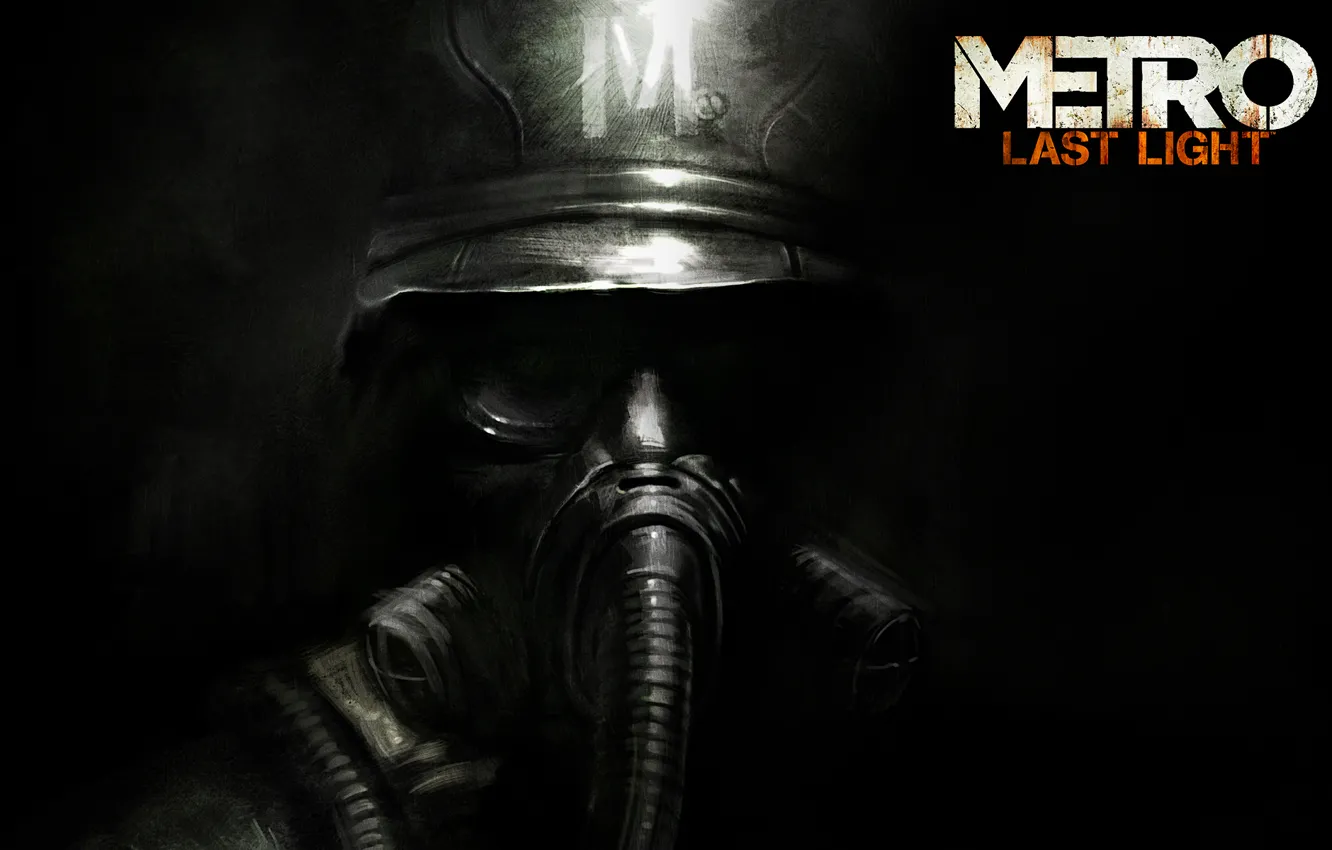 Photo wallpaper Logo, Gas mask, Helmet, Soldiers, Logo, 4A Games, Deep Silver, Metro: Last Light