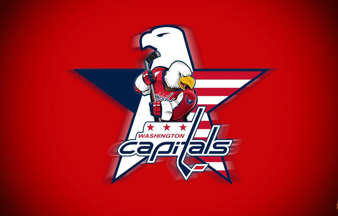 Photo wallpaper Red, Sport, Logo, Background, Washington, Logo, Washington, NHL
