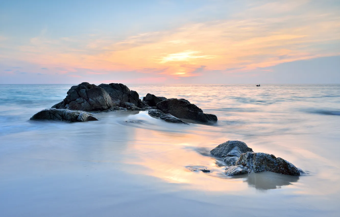 Photo wallpaper sand, sea, beach, summer, the sky, sunset, shore, summer