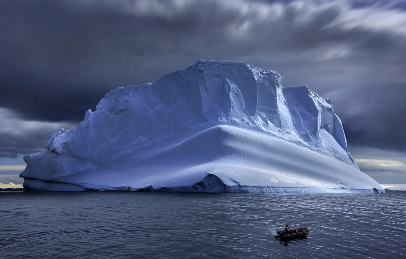 Photo wallpaper nature, the ocean, boat, iceberg, floe, lump