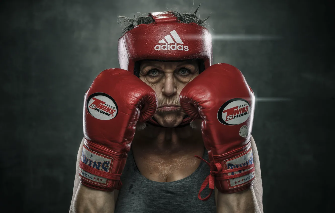 Photo wallpaper Boxing, veteran, Grandma