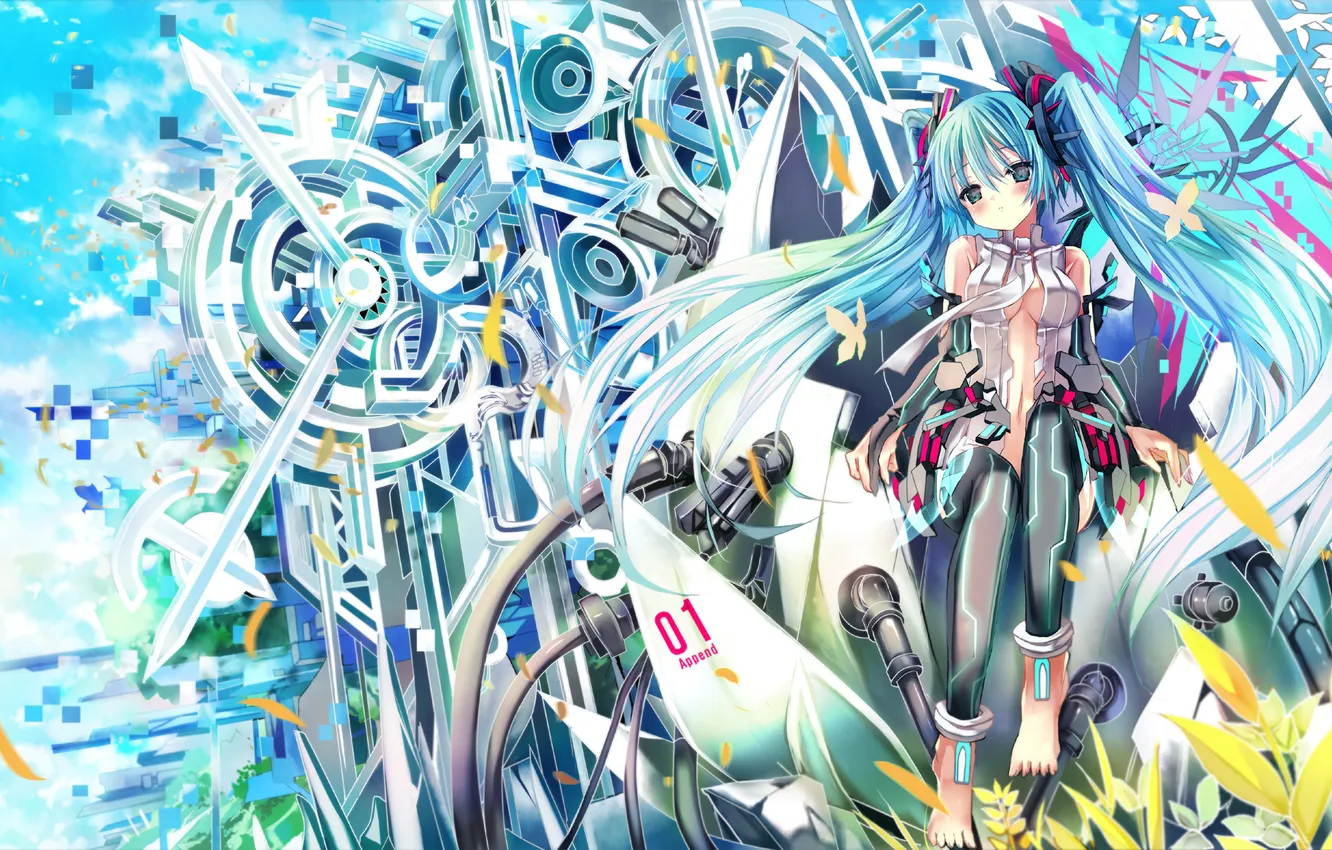 Photo wallpaper girl, abstraction, anime, vocaloid, hatsune miku