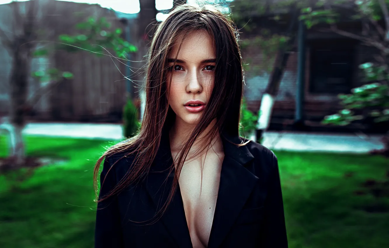 Photo wallpaper summer, look, girl, the sun, glare, body, portrait, black jacket