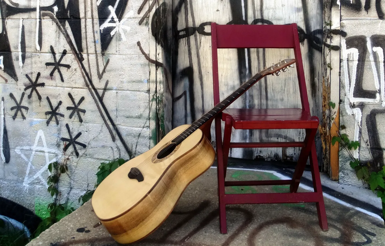 Photo wallpaper music, guitar, chair
