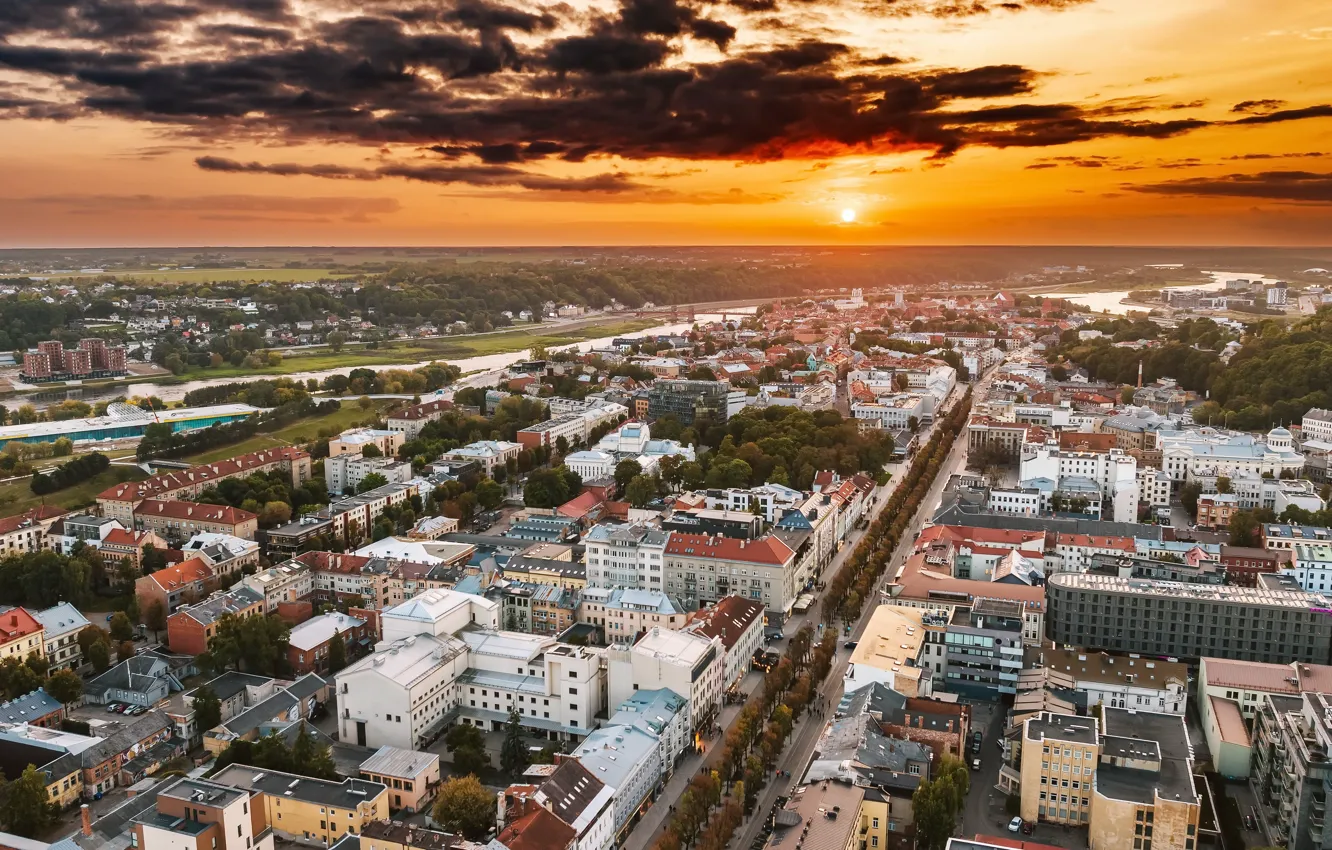 Wallpaper Lithuania, Kaunas, sunset for mobile and desktop, section ...