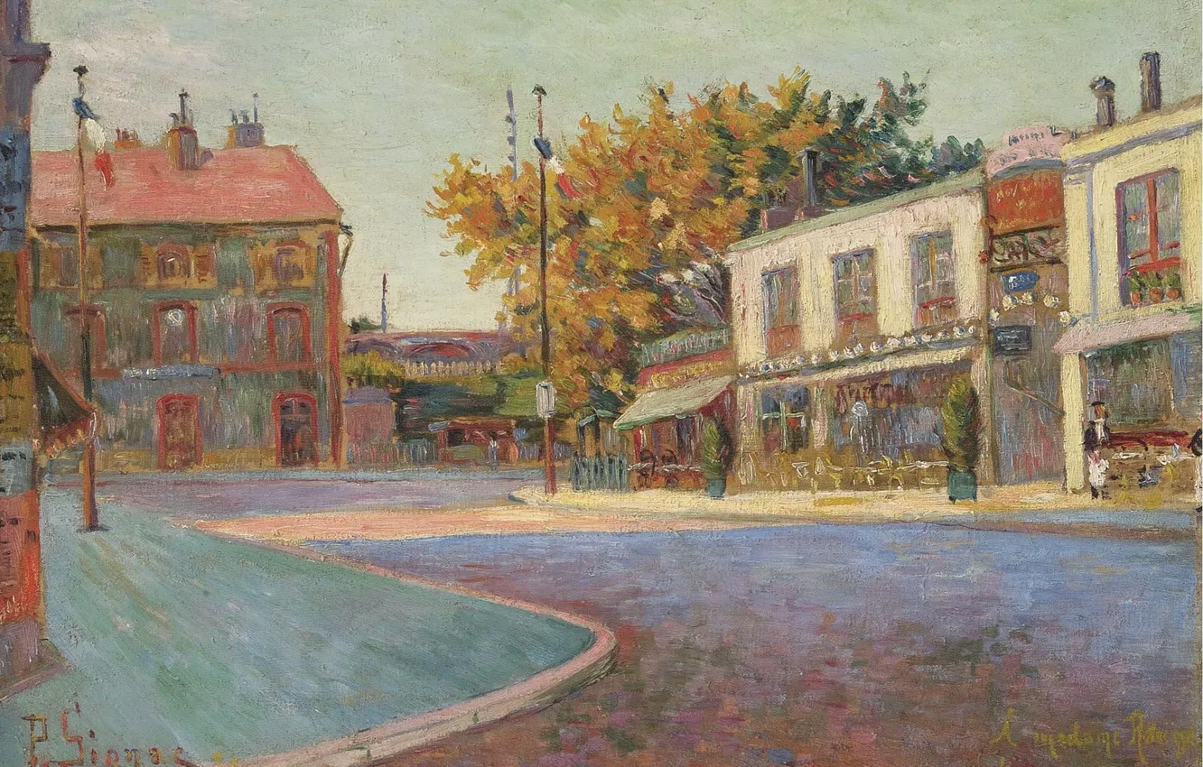 Photo wallpaper picture, the urban landscape, 1884, Paul Signac, Paul Signac, Rue de la Station. Asnieres