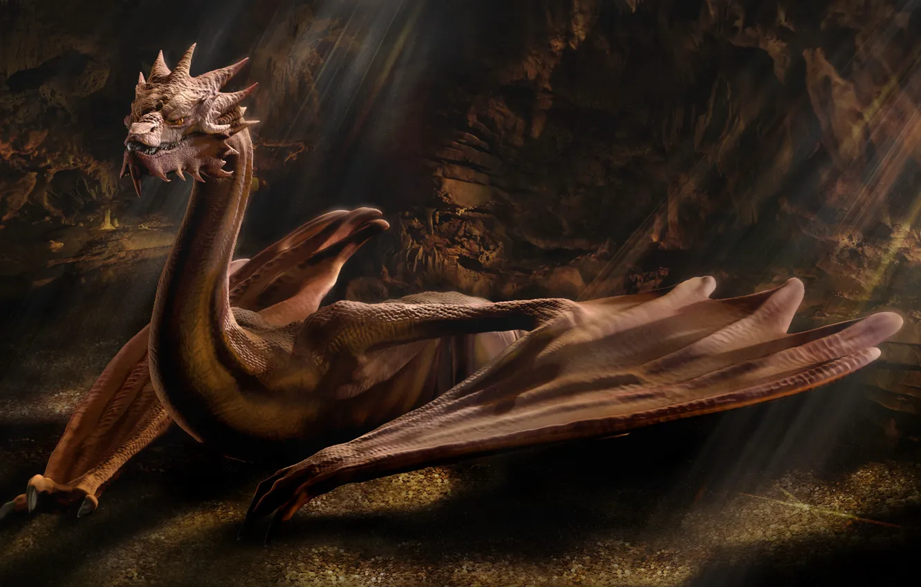 Photo wallpaper Dragon, The Hobbit, Smaug, Winged, Dragon Of Middle-Earth, Smaug The Golden, Fire-breathing