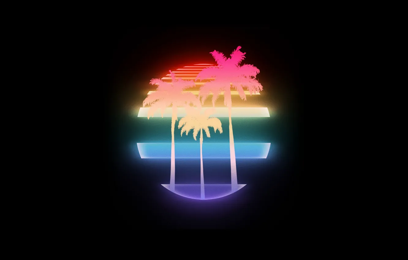 Photo wallpaper Music, Neon, Palm trees, Background, Electronic, Synthpop, Darkwave, Synth