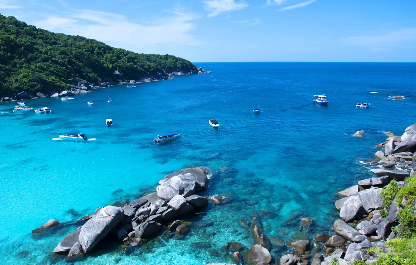 Photo wallpaper sea, tropical beach, island, summer, tropical island, the azure ocean