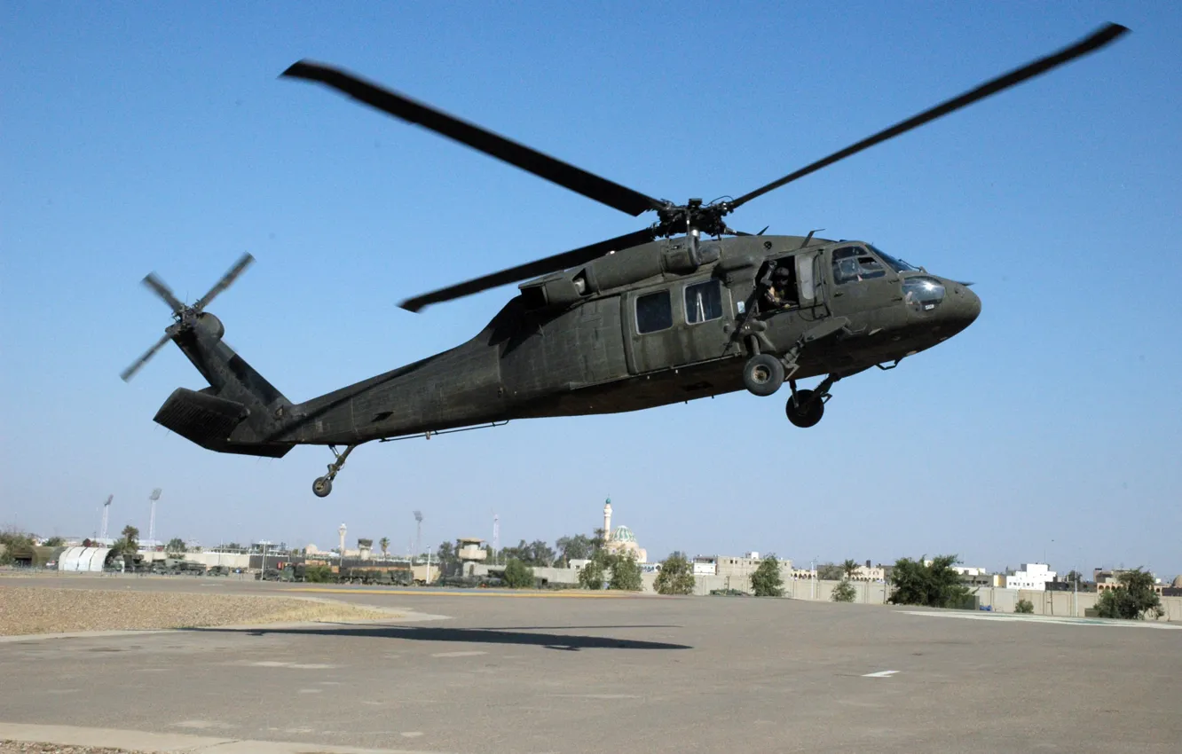 Photo wallpaper home, helicopter, landing, UH-60, Black Hawk