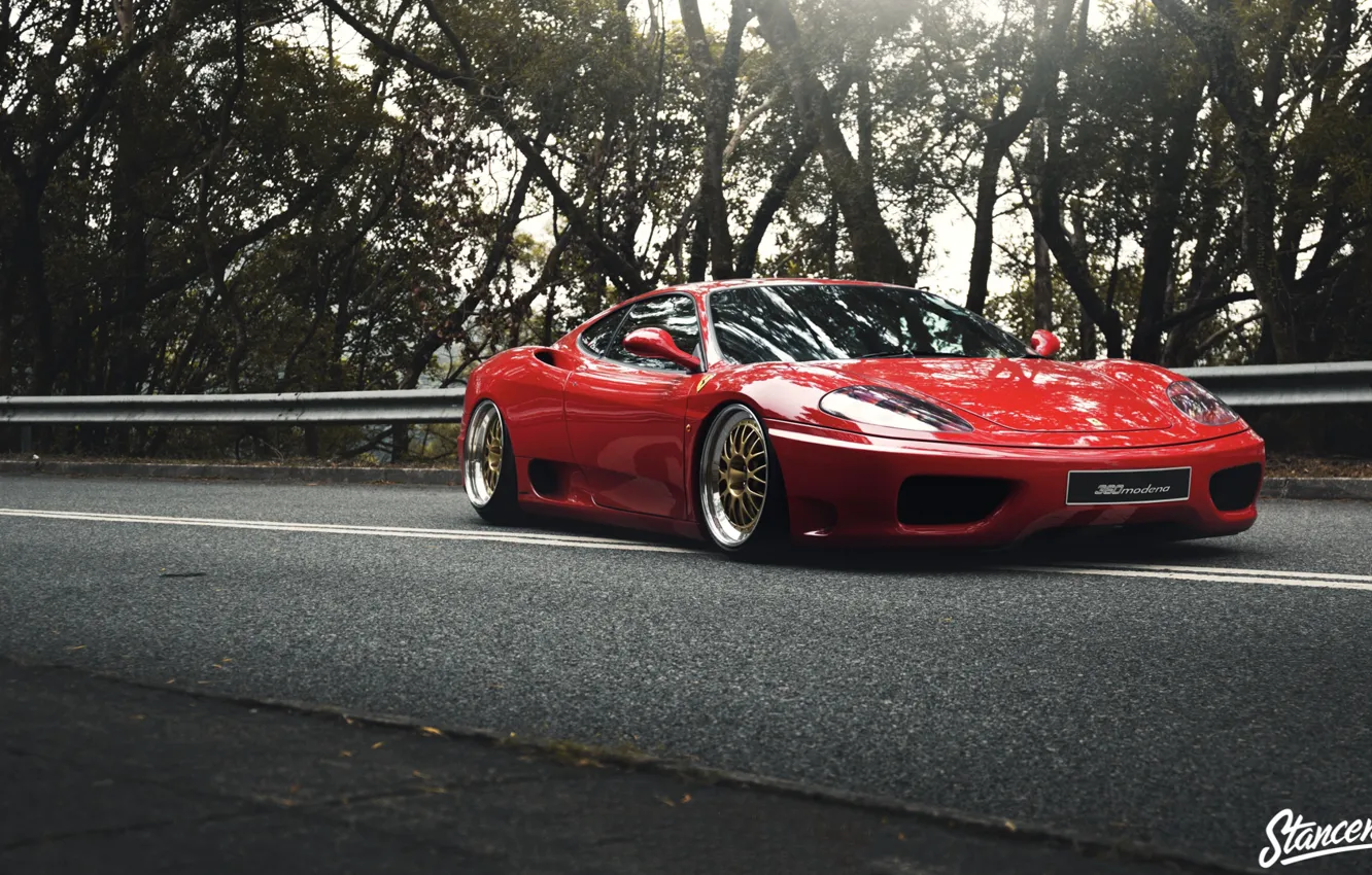 Photo wallpaper Ferrari, Red, Car, Road