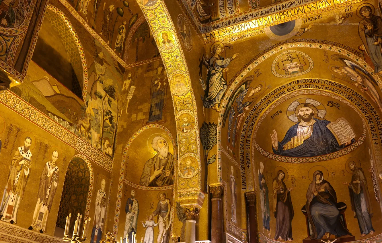 Photo wallpaper Italy, chapel, Sicily, Palermo, Palace of the Normans, Cappella Palatina, the Cappella Palatina
