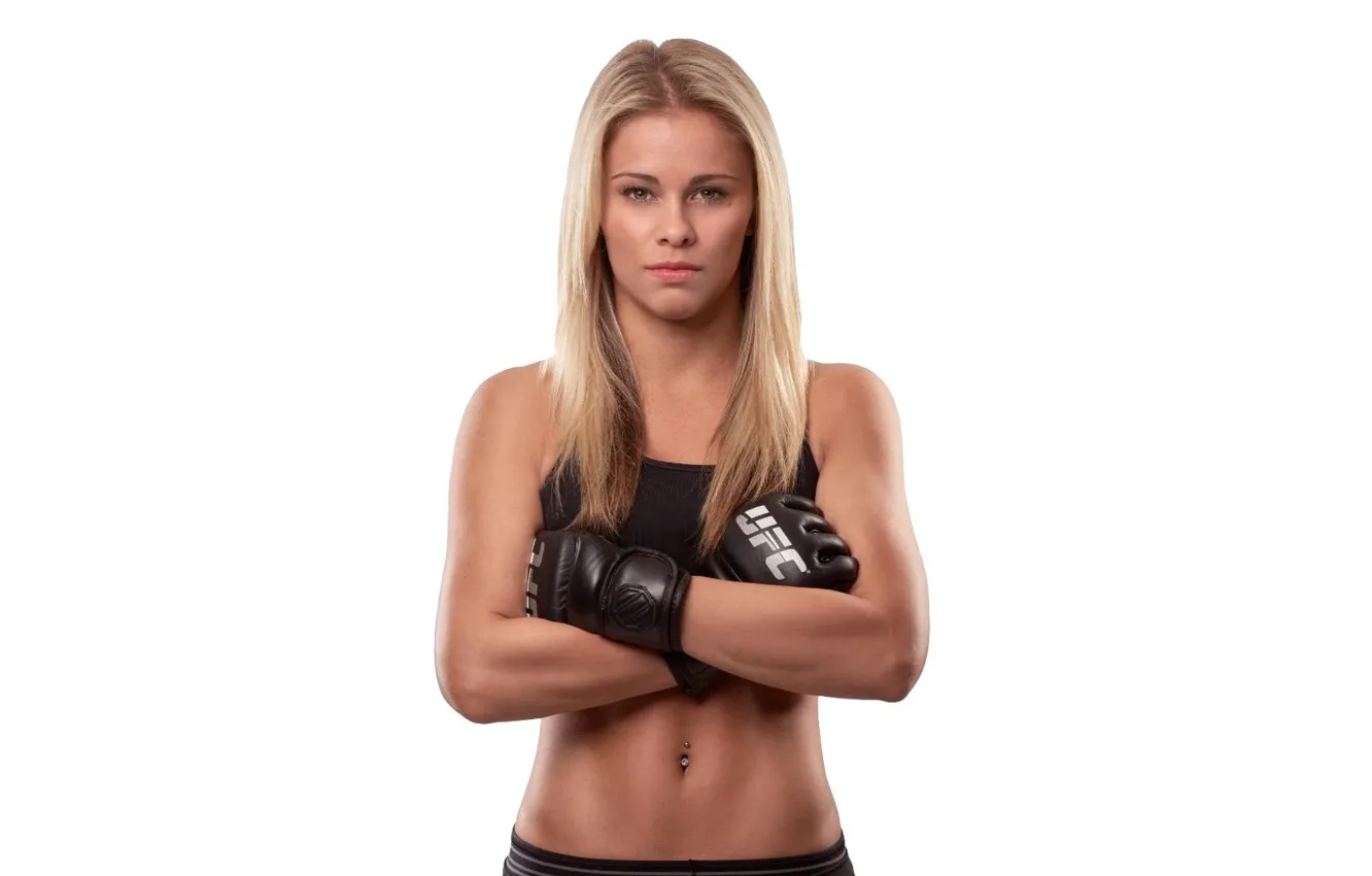 Photo wallpaper girl, blonde, white background, fighter, beauty, fighter, mma, ufc
