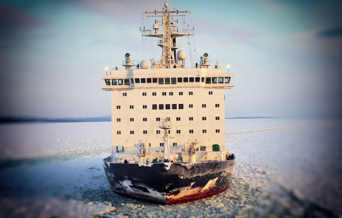 Photo wallpaper ice, sea, the ocean, nose, Icebreaker, The ship, Russia, Tank