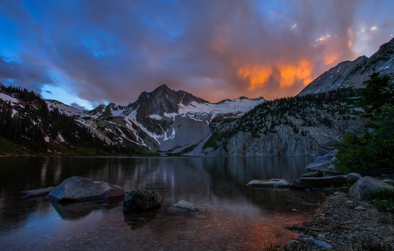 Photo wallpaper landscape, mountains, lake