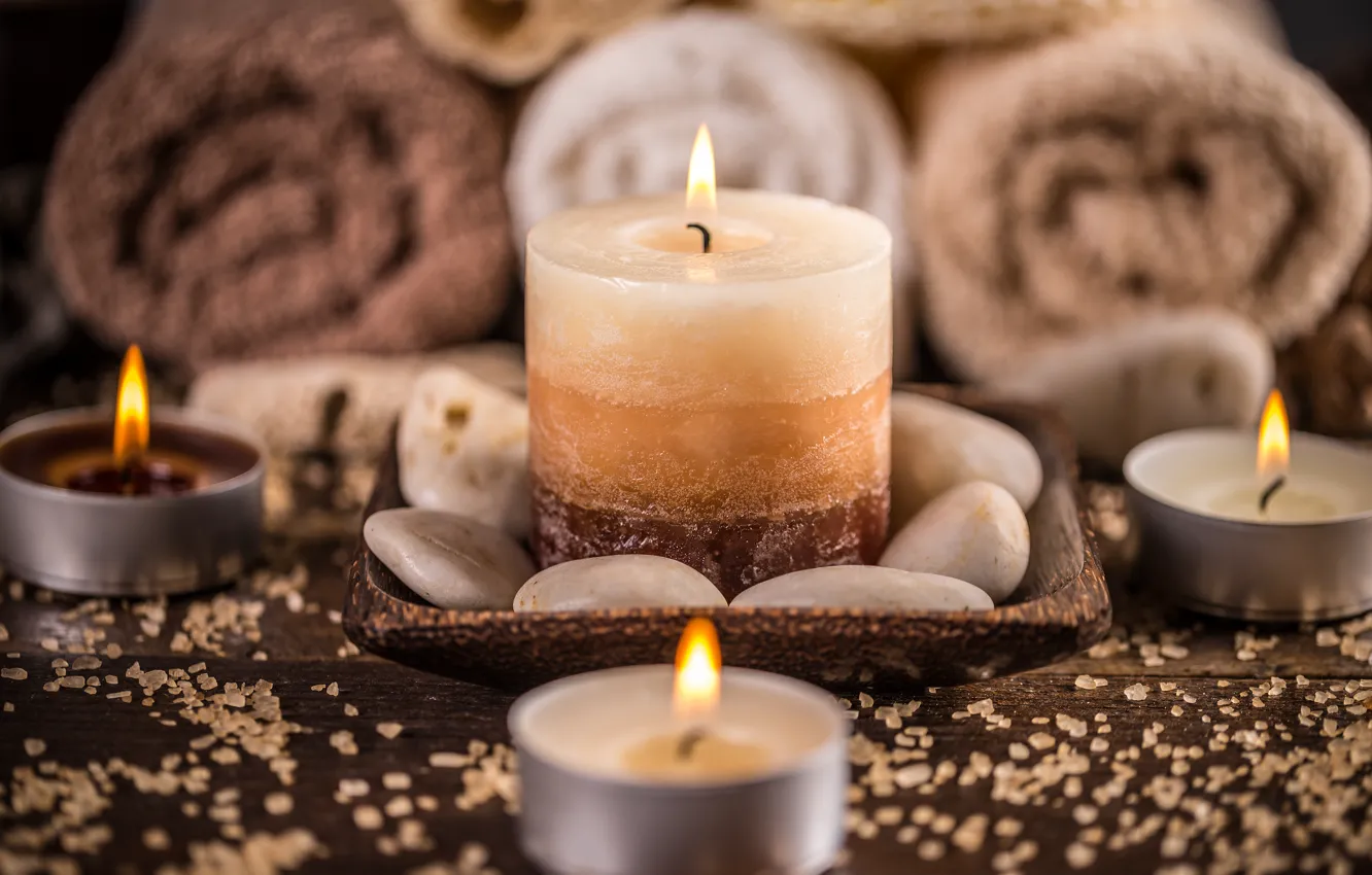 Photo wallpaper candles, bokeh, candles, spa