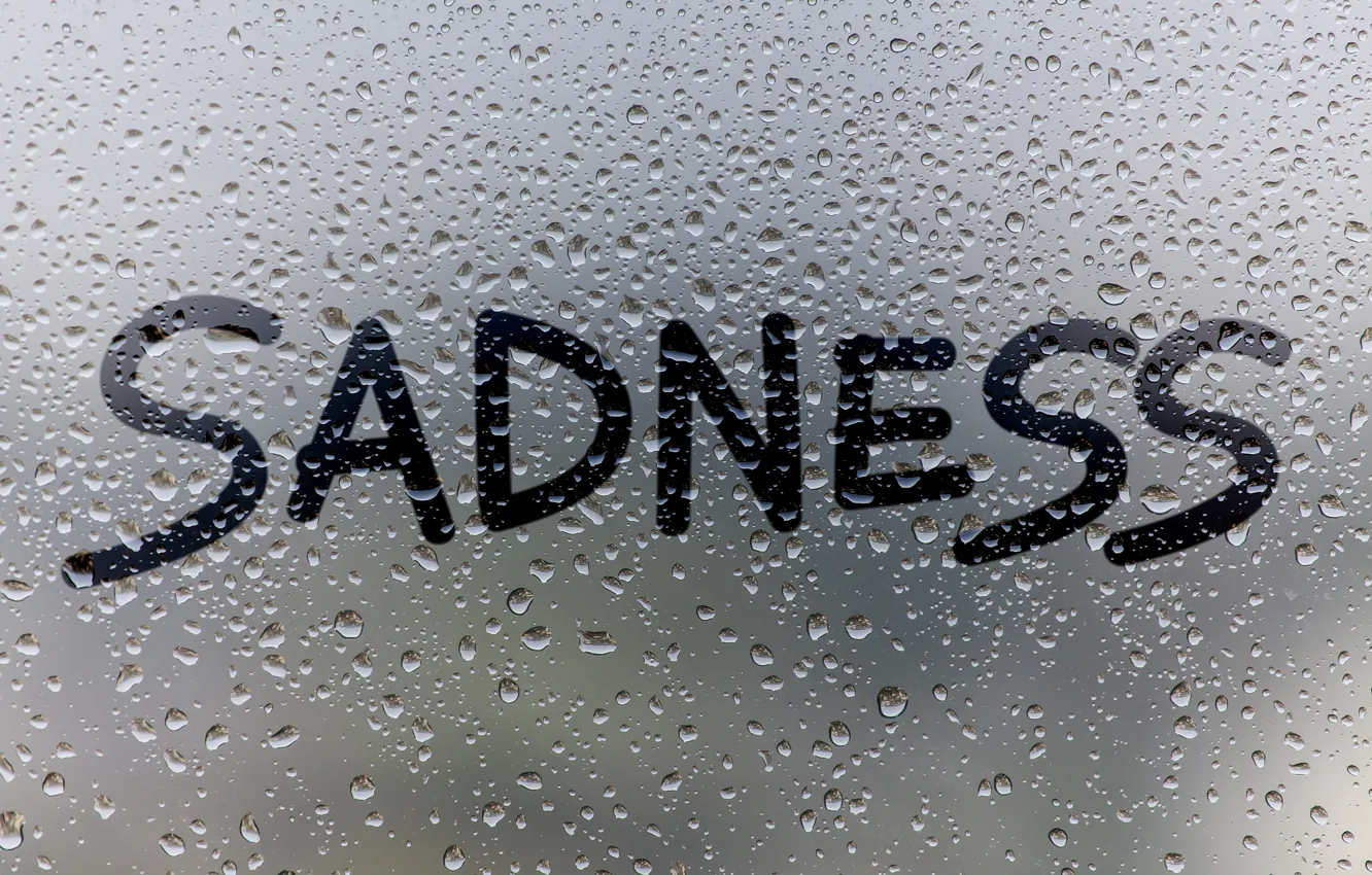 Photo wallpaper glass, water, drops, rain, window, rain, sadness, window