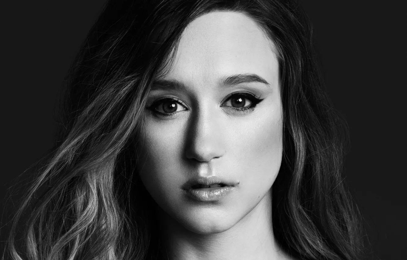 Photo wallpaper face, portrait, actress, black and white, taissa Farmiga, Taissa Farmiga