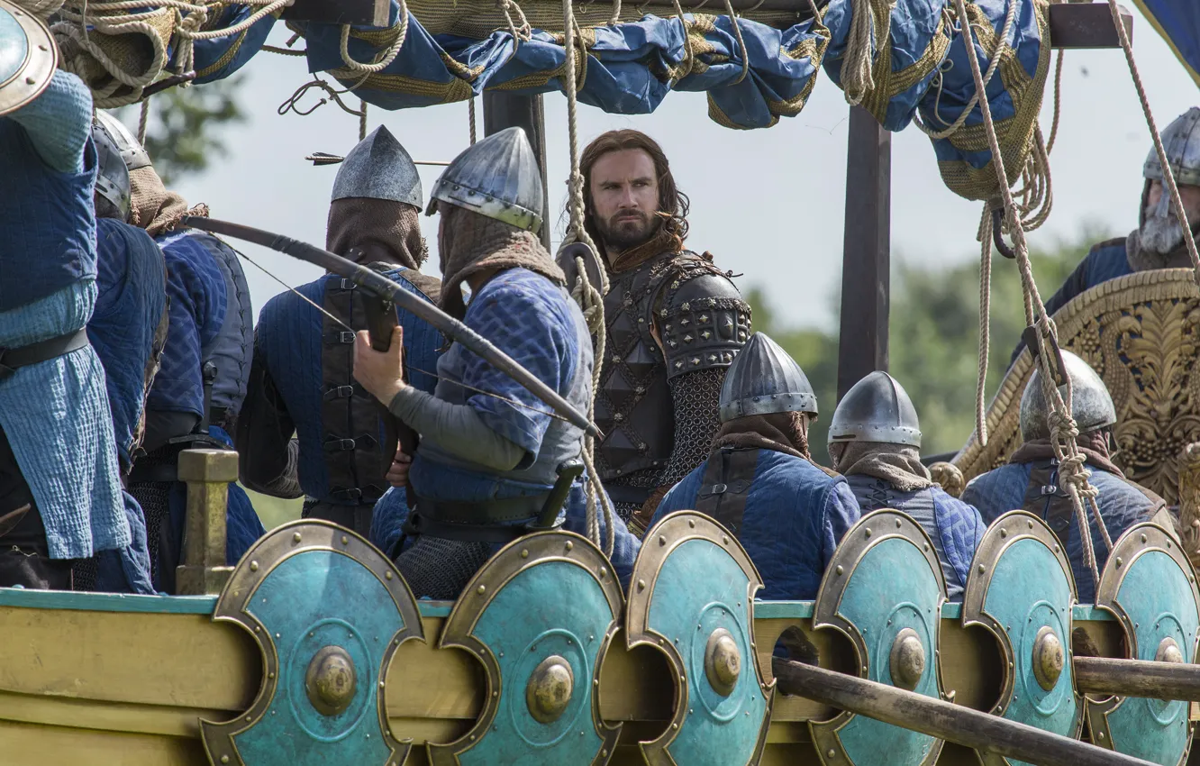 Photo wallpaper ship, soldiers, Vikings, The Vikings, Clive Standen, Rollo