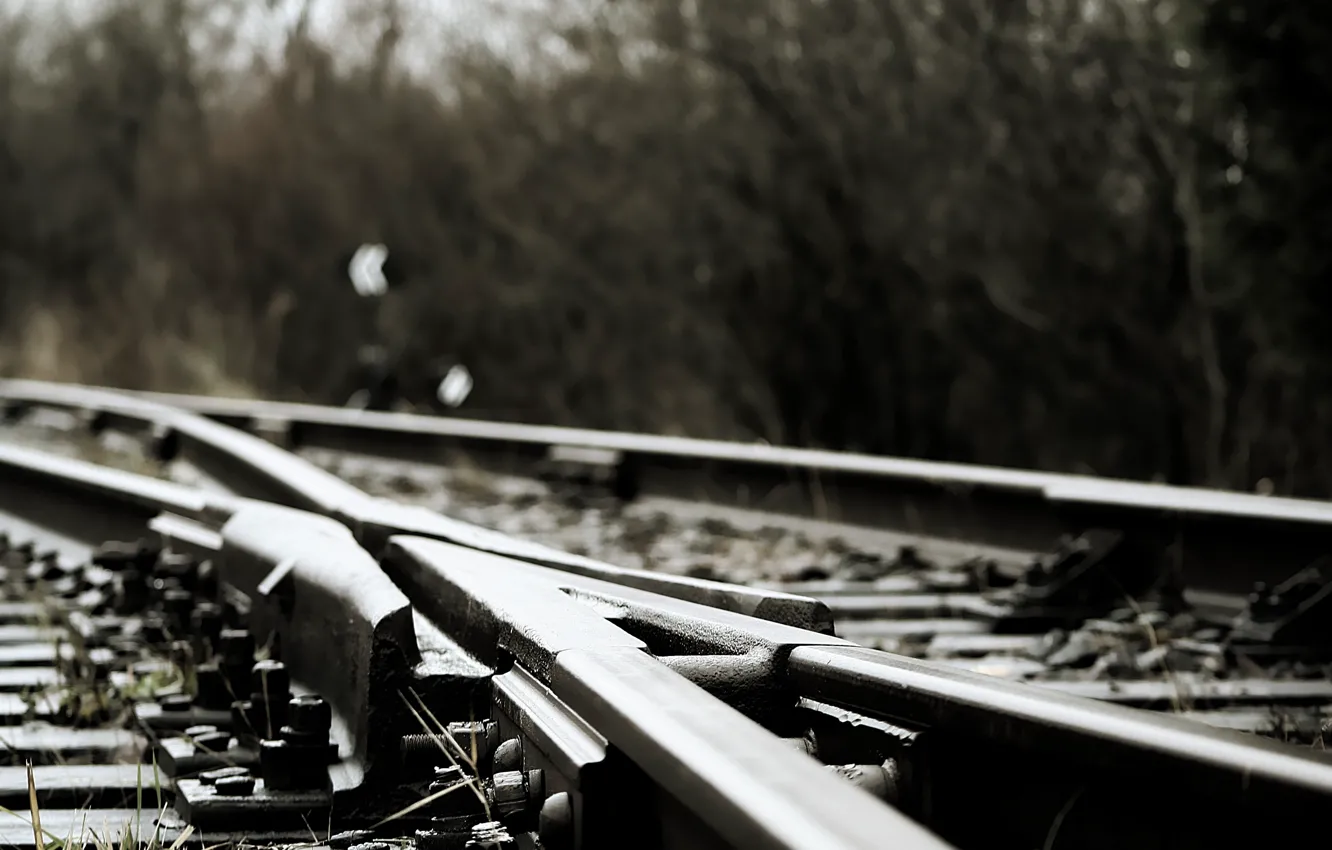 Photo wallpaper rails, railroad, sleepers