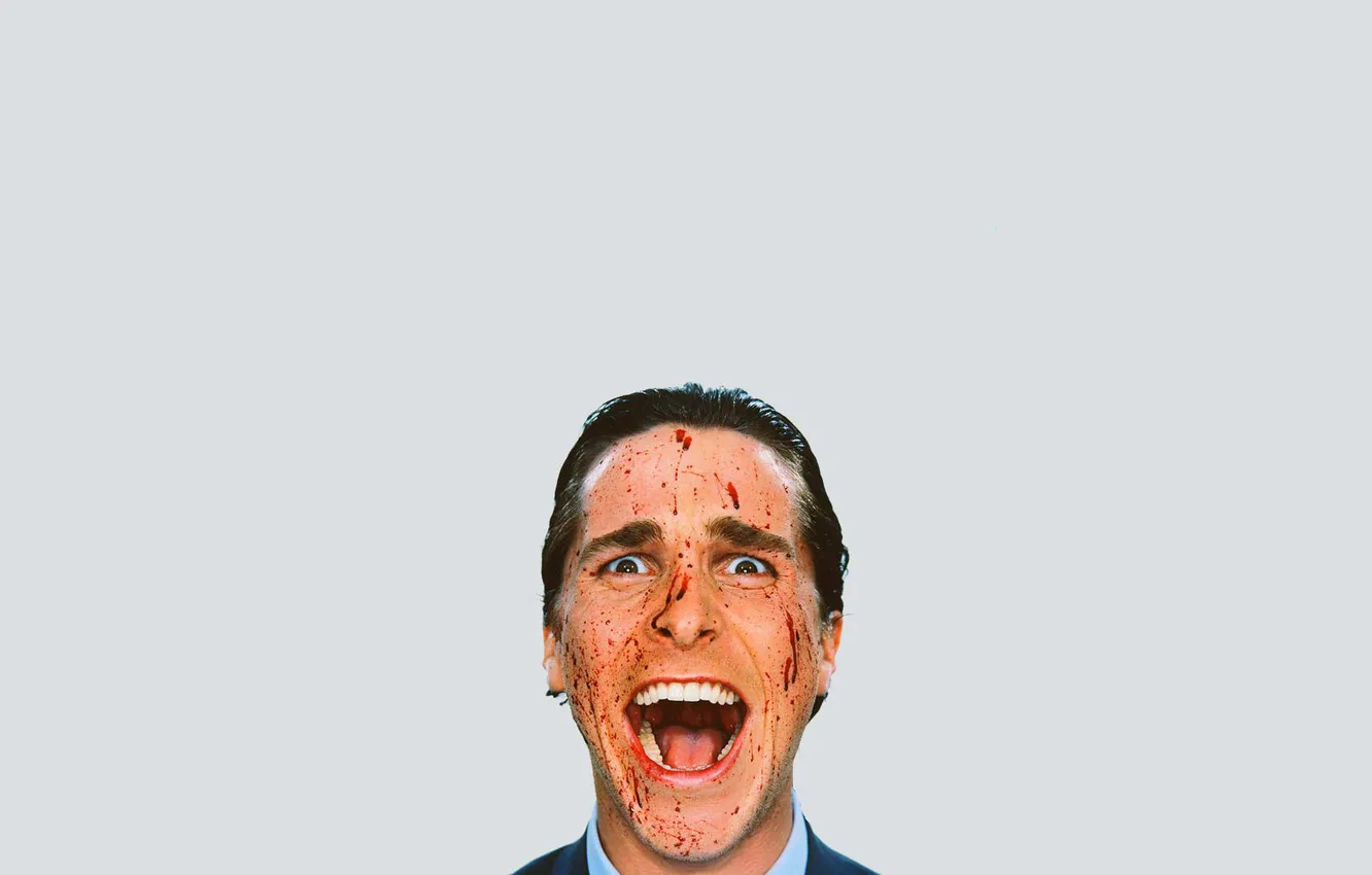 Photo wallpaper blood, Christian Bale, emotion, American psycho, Patrick Bateman, American Psycho