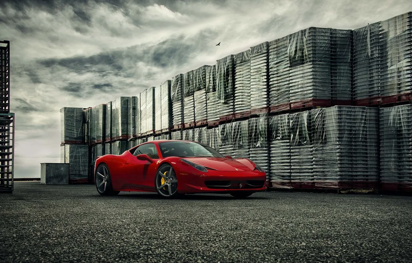 Photo wallpaper Ferrari, 458, Front, Forged, Series, Italia, Vossen, Wheels