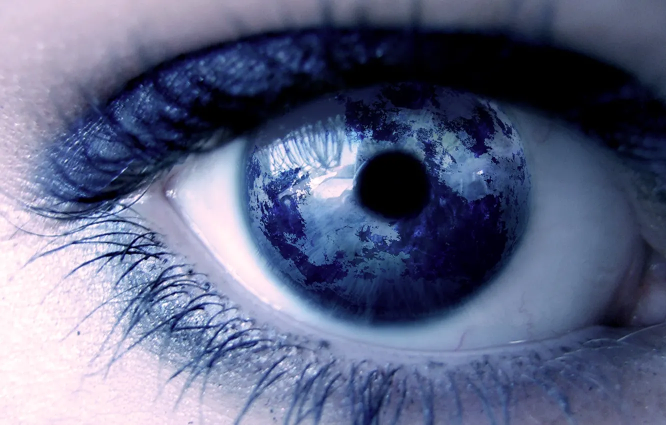 Photo wallpaper eyes, eyelashes, planet, the pupil