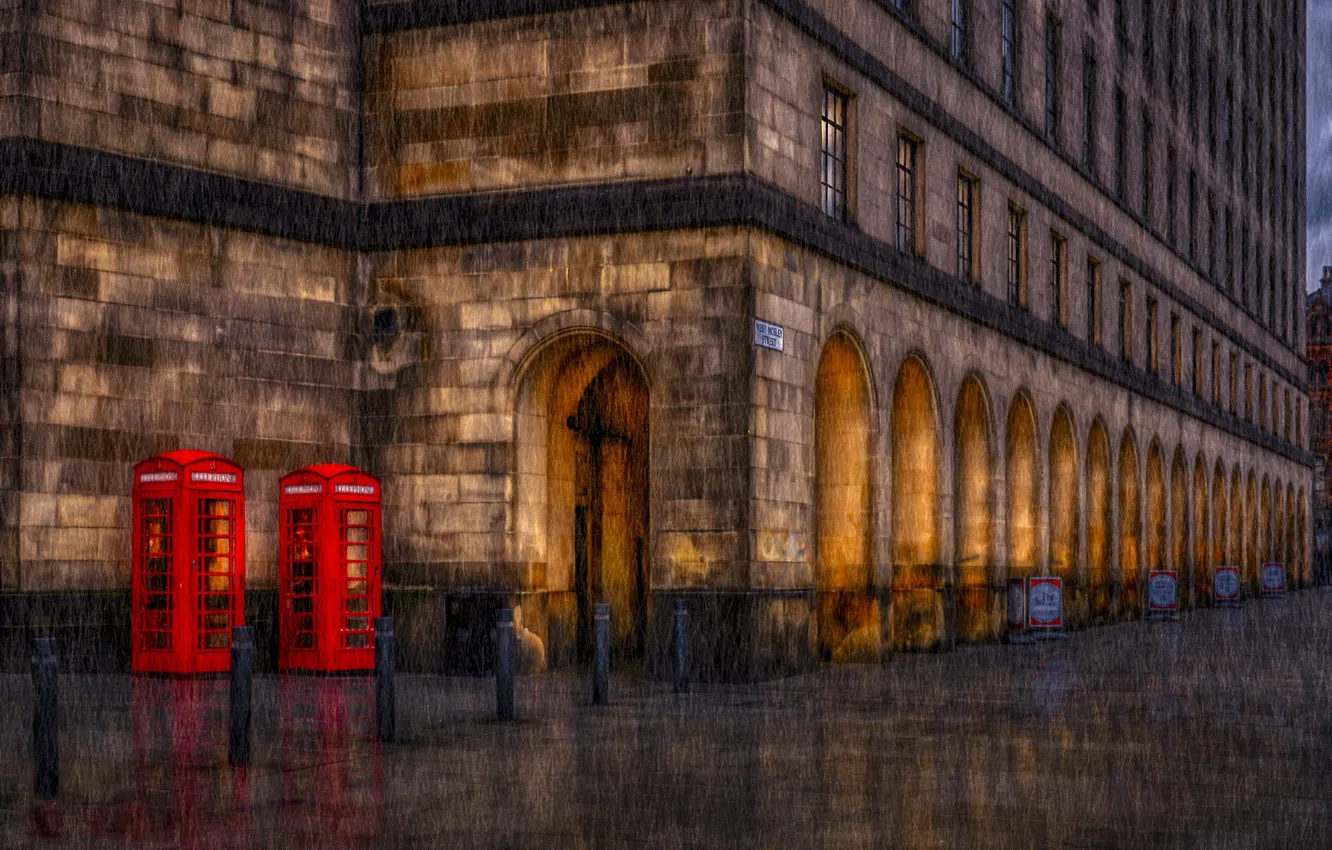Photo wallpaper the city, rain, street