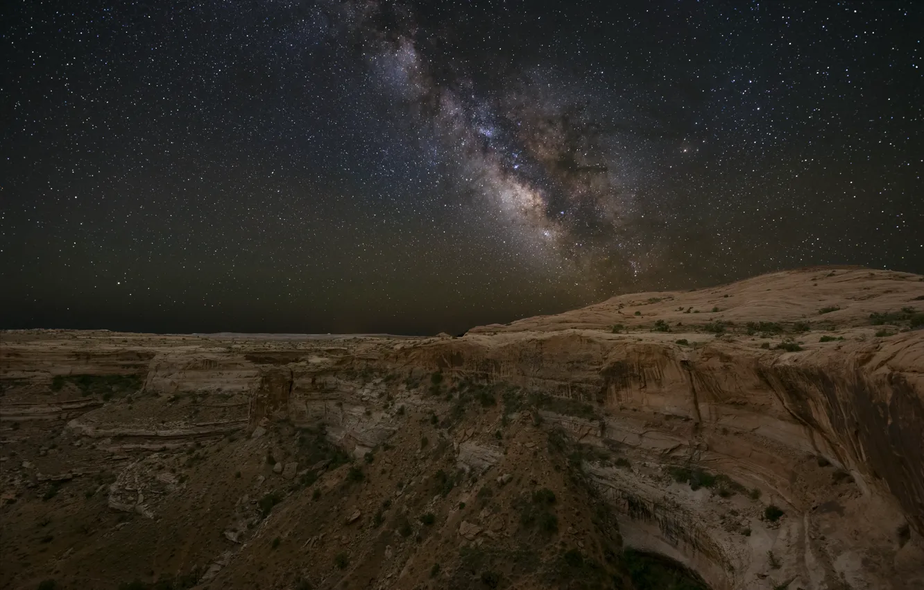 Photo wallpaper stars, mountains, night, rocks, the milky way, the night sky