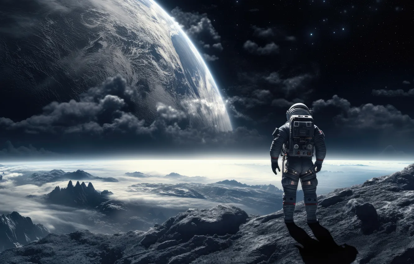 Photo wallpaper the sky, space, clouds, night, fog, fiction, people, view