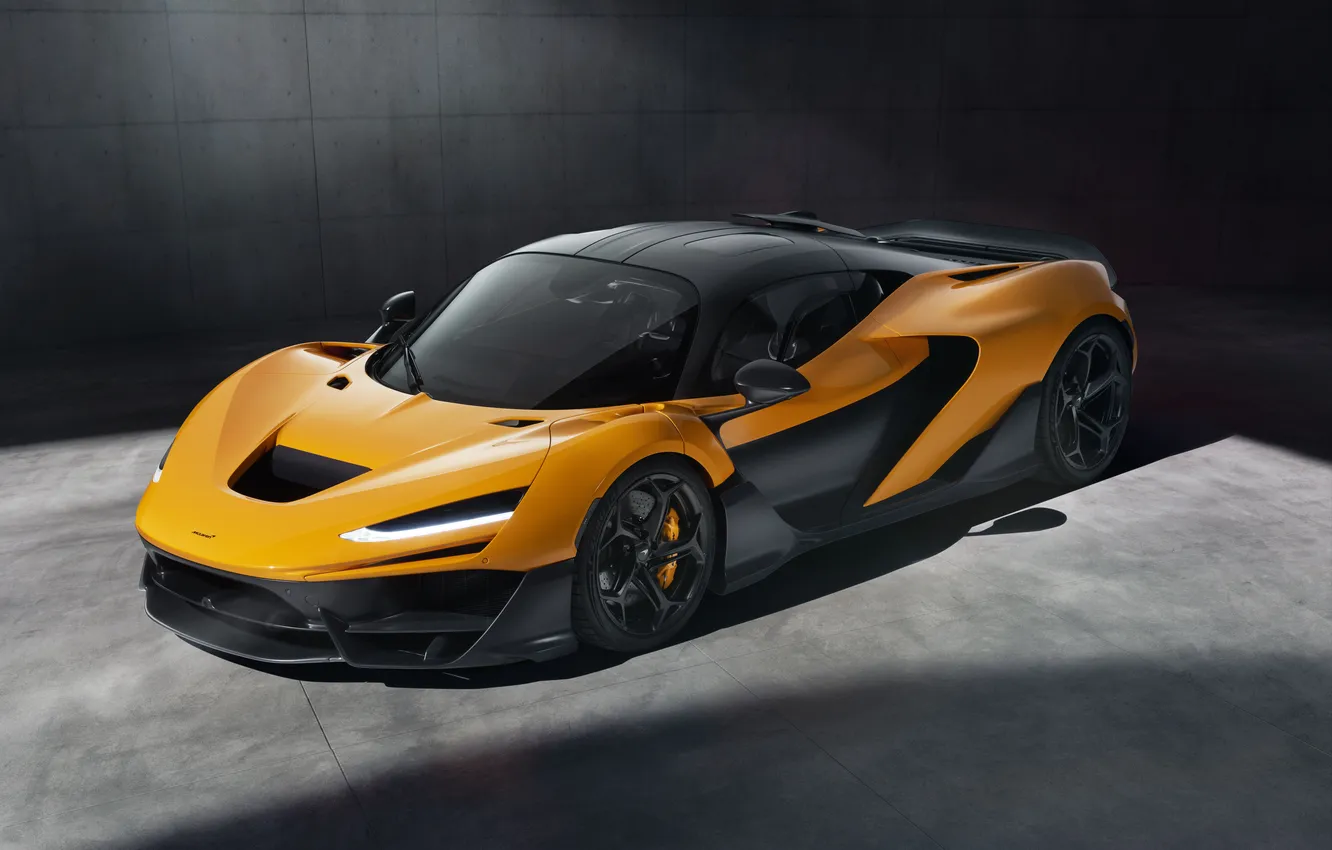 Photo wallpaper McLaren, Front, orange, Hypercar, McLaren W1