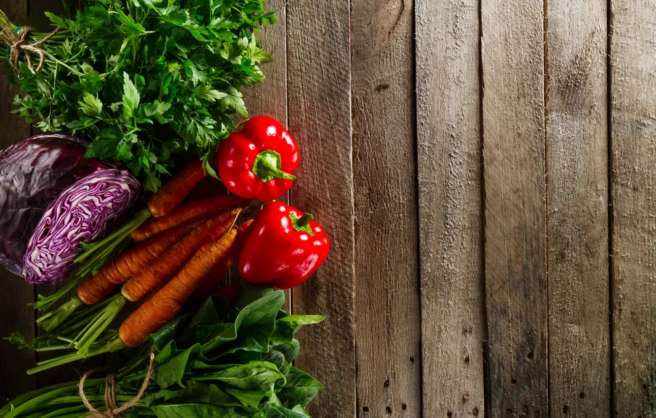Photo wallpaper greens, pepper, vegetables, carrots