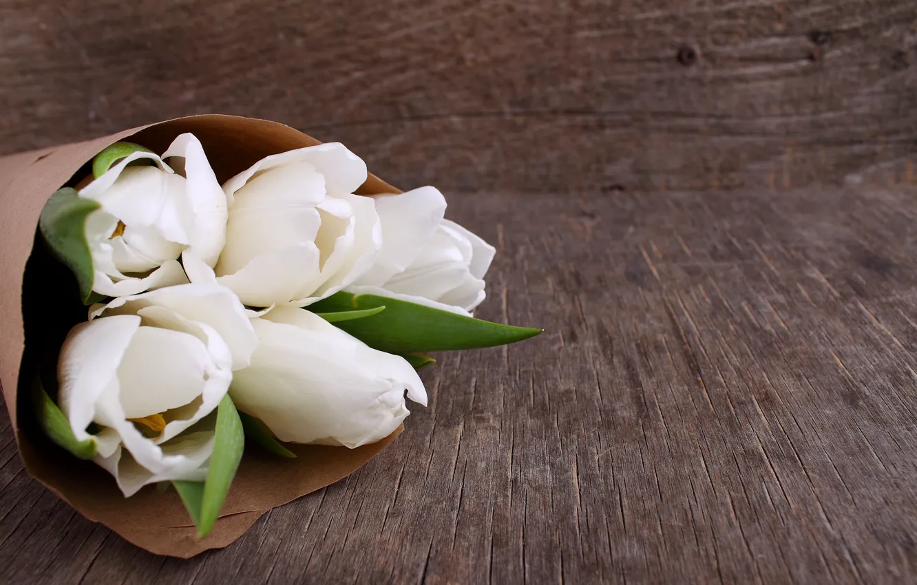 Photo wallpaper flowers, paper, bouquet, tulips