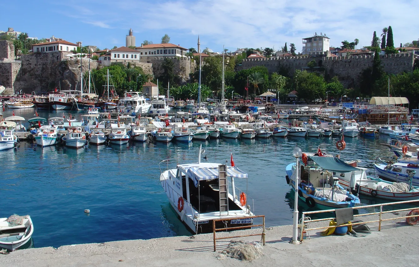 Photo wallpaper Marina, boat, Antalya