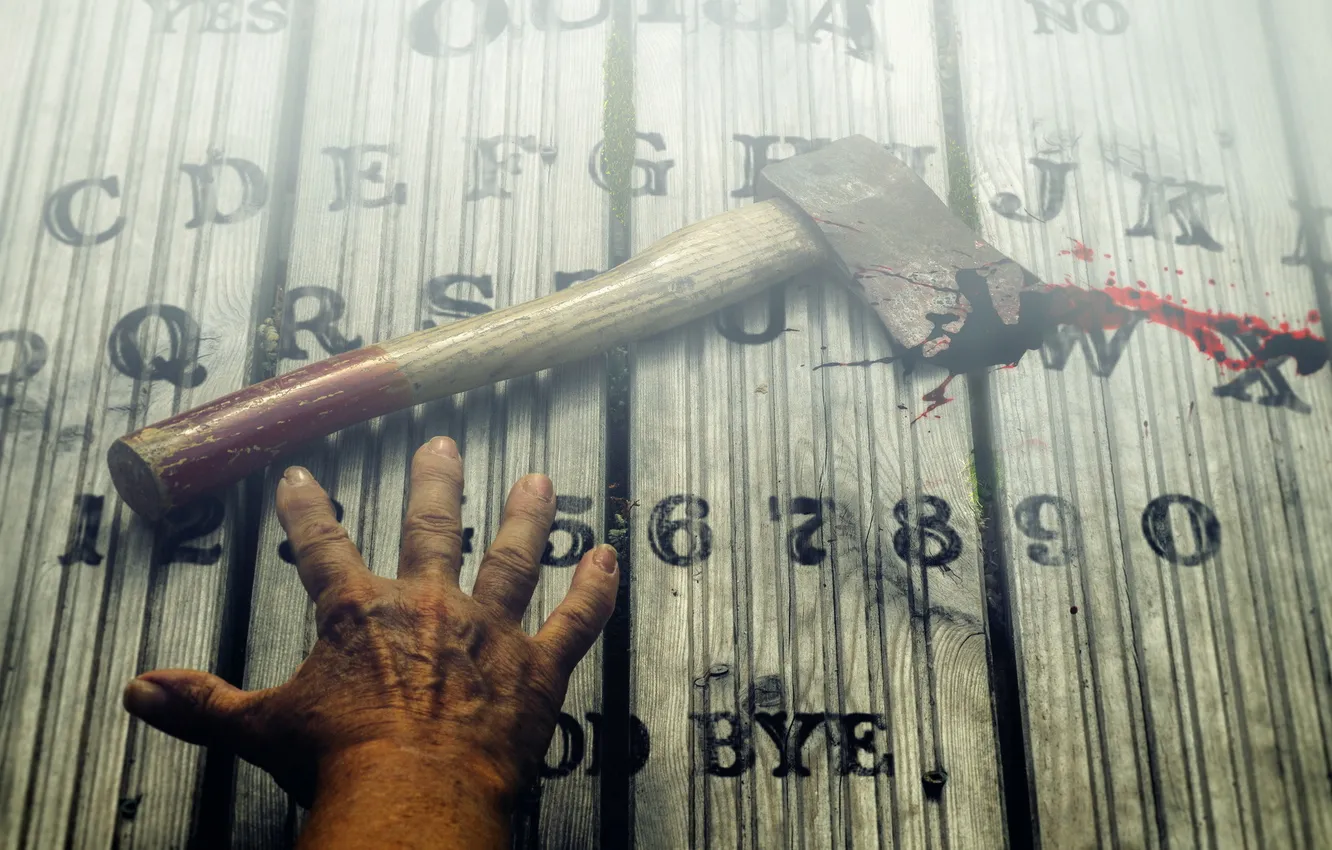 Photo wallpaper background, hand, axe