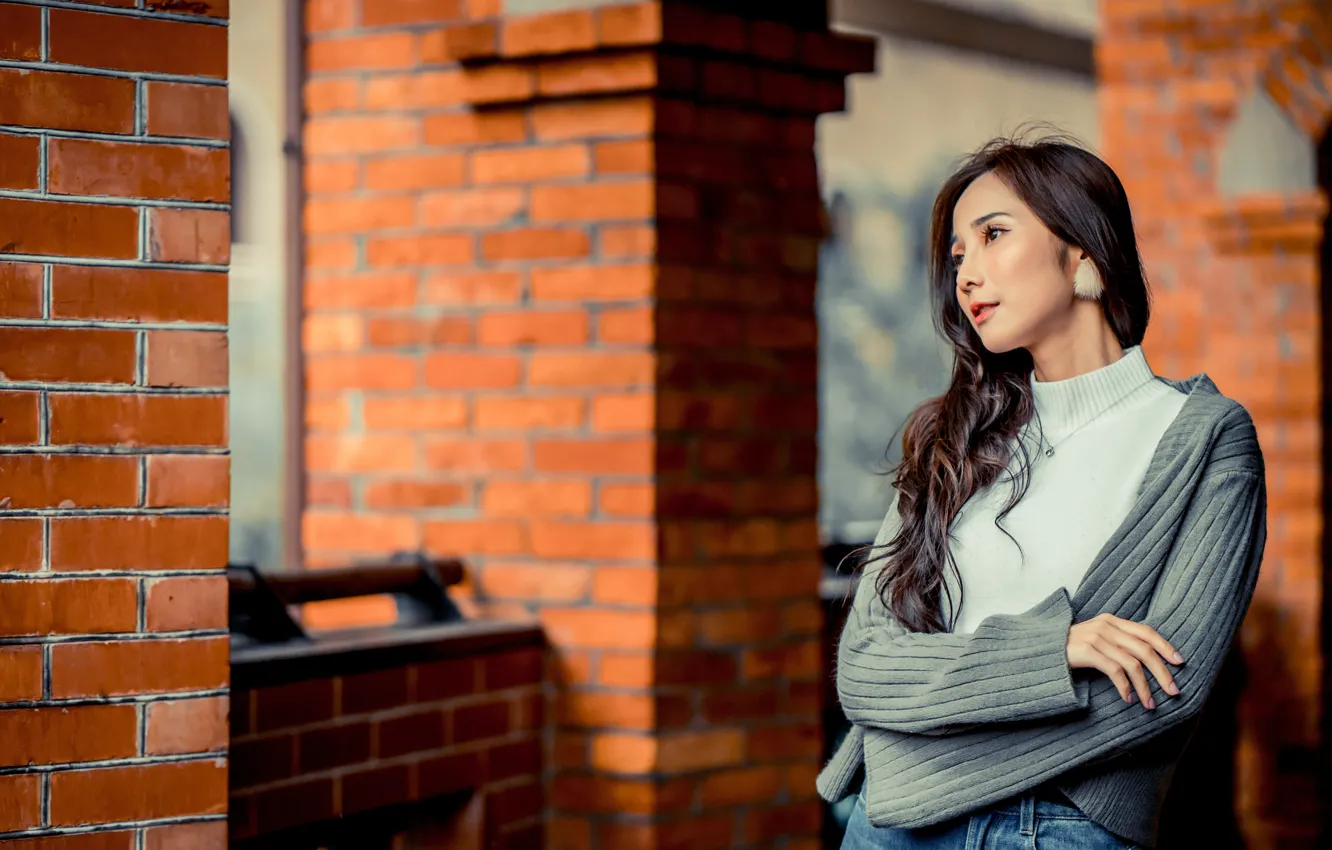 Photo wallpaper look, girl, pose, Asian