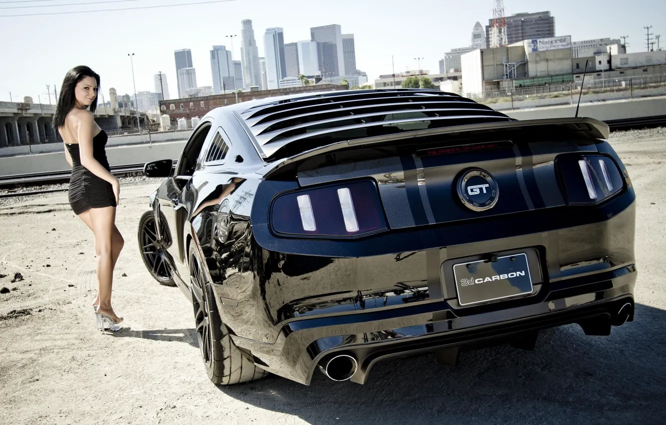 Photo wallpaper Mustang, Ford, Girl, Carbon