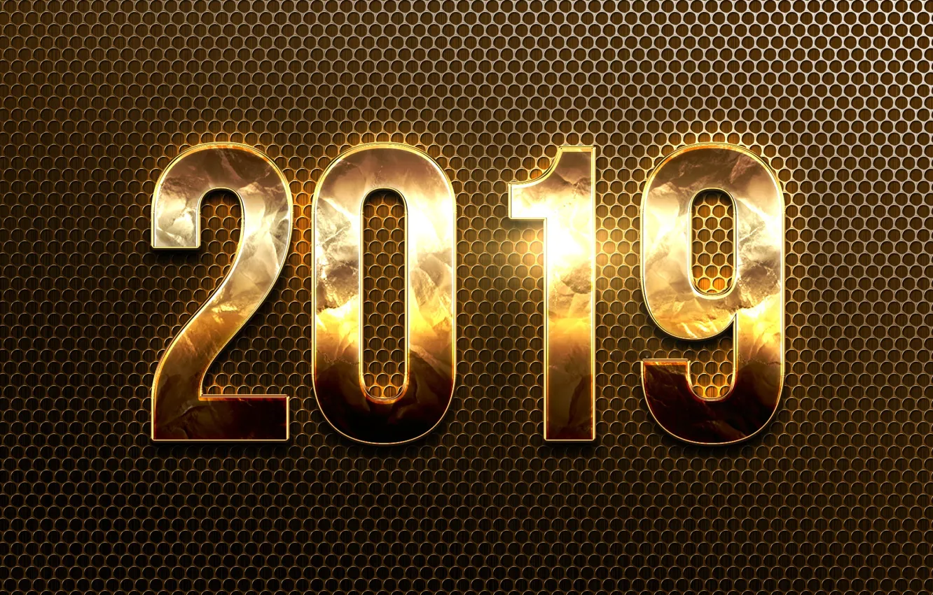 Photo wallpaper figures, New year, gold, 2019