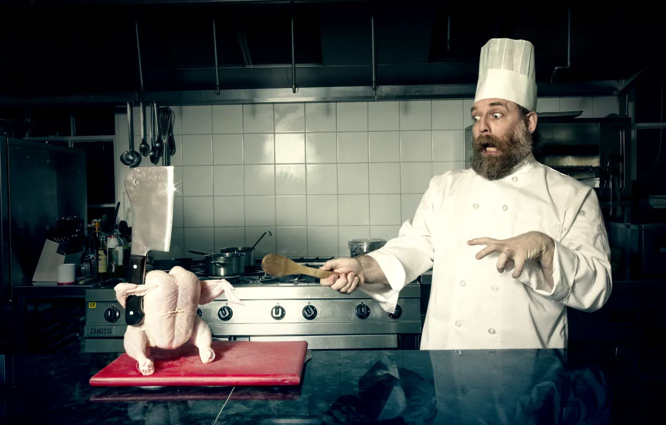 Photo wallpaper chicken, kitchen, cook