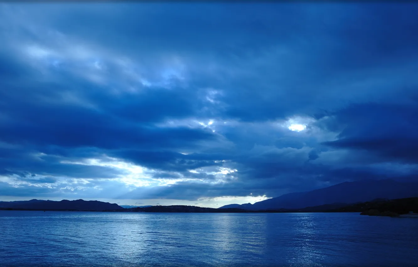 Photo wallpaper sea, blue, sea, sunset, blue, Corsica, corse, sunset