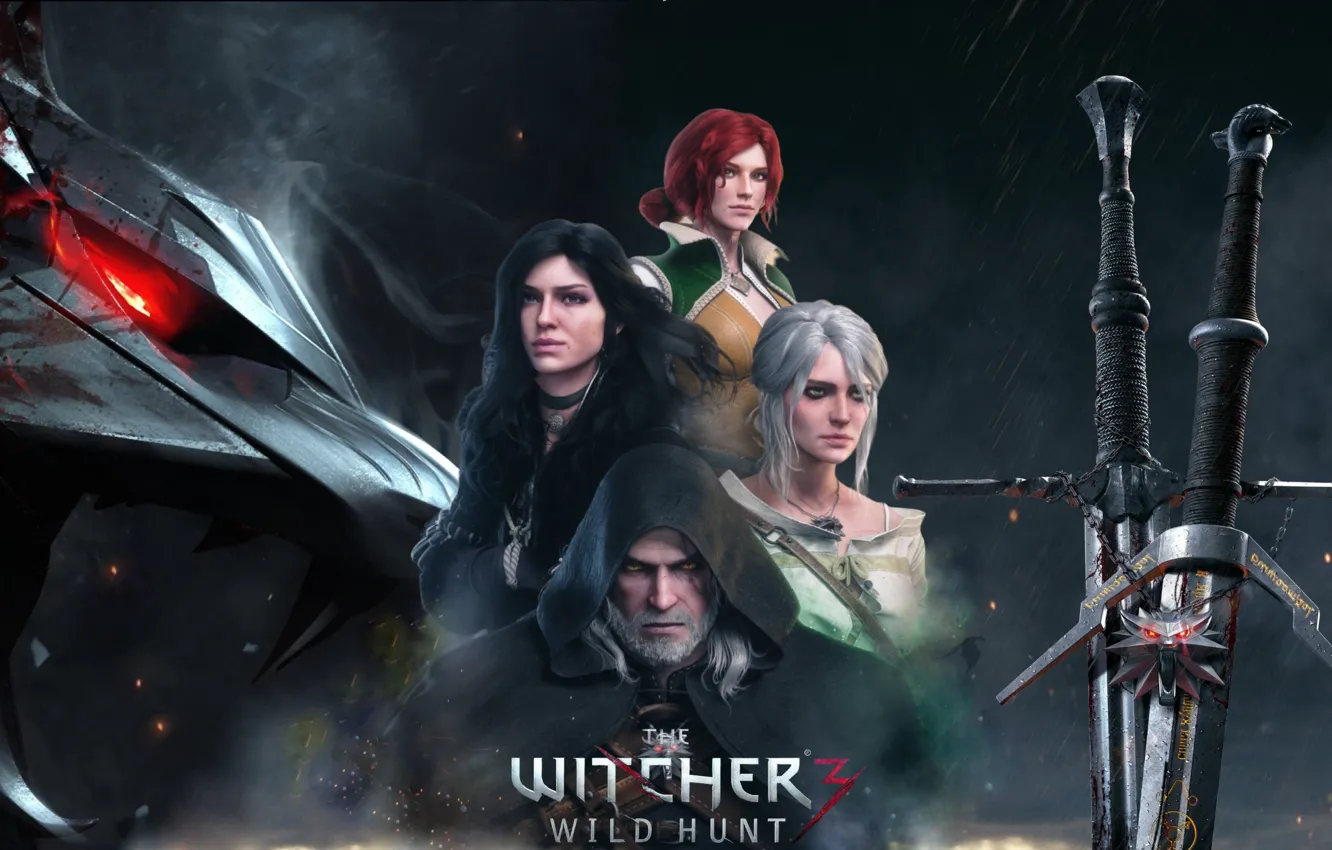 Photo wallpaper Swords, The Witcher, The Witcher, Geralt, Ian, Triss Merigold, Geralt of Rivia, Triss Merigold