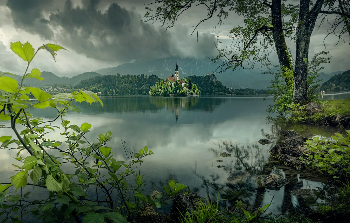 Photo wallpaper lake, castle, Bled castle, Bled