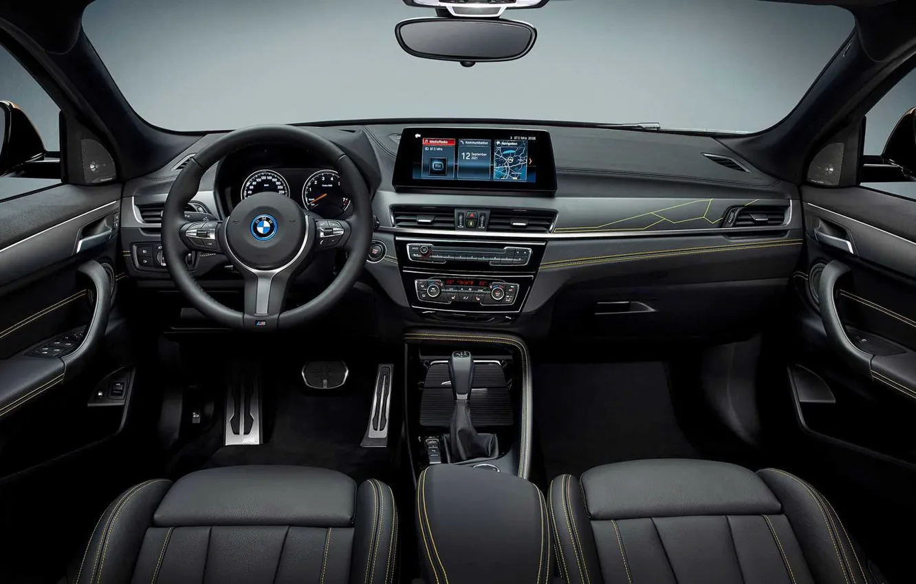 Photo wallpaper interior, devices, the wheel, the interior of the car, BMW X2, 2022, Edition GoldPlay