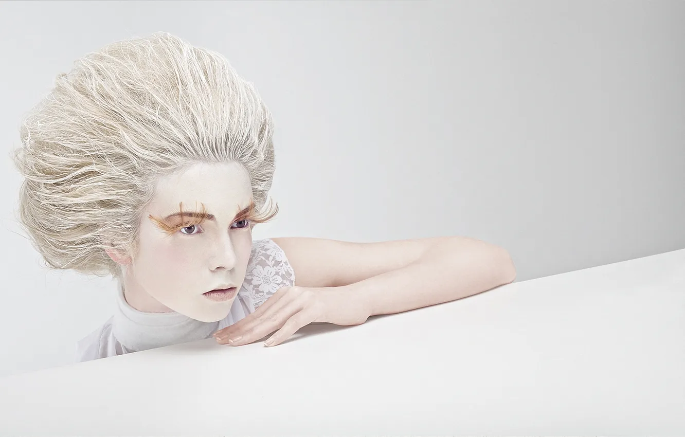 Photo wallpaper look, girl, hairstyle, white