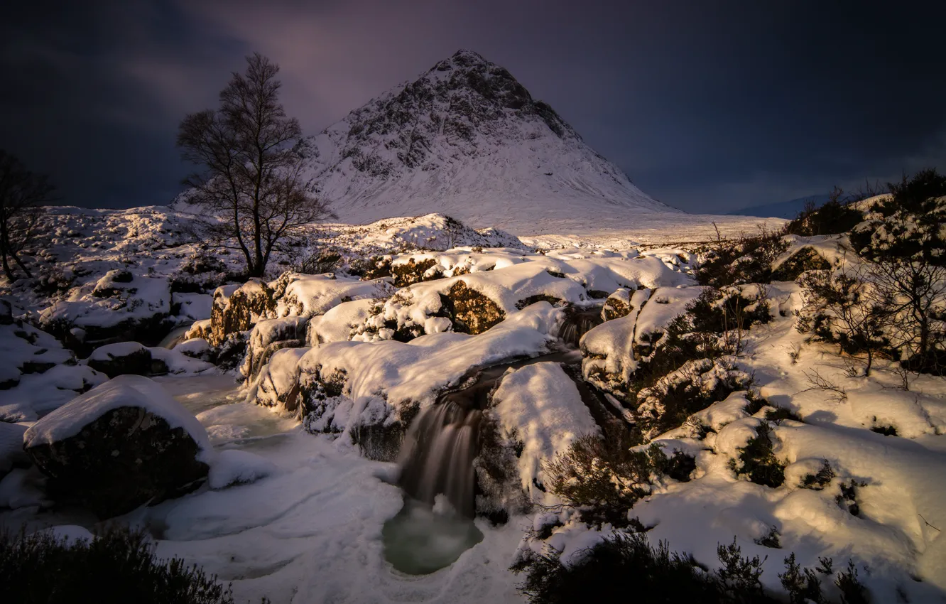 Photo wallpaper winter, snow, Scotland, mountain Buachaille Etive Mor