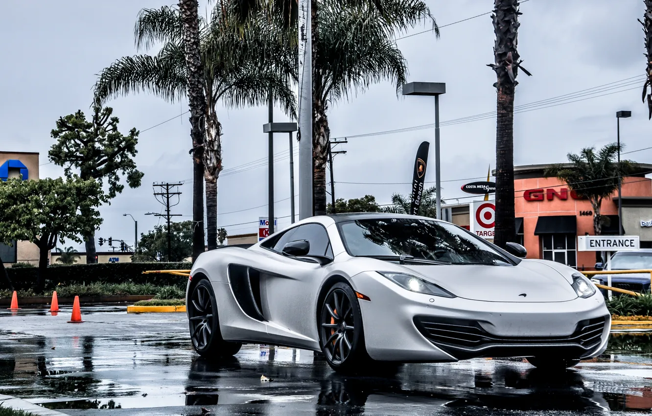 Photo wallpaper McLaren, Supercar, MP4-12C, Rain, Supercar